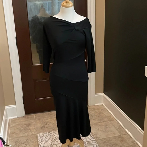 Diane Von Fursternberg Black Wool Dress Size 4 - Picture 1 of 4